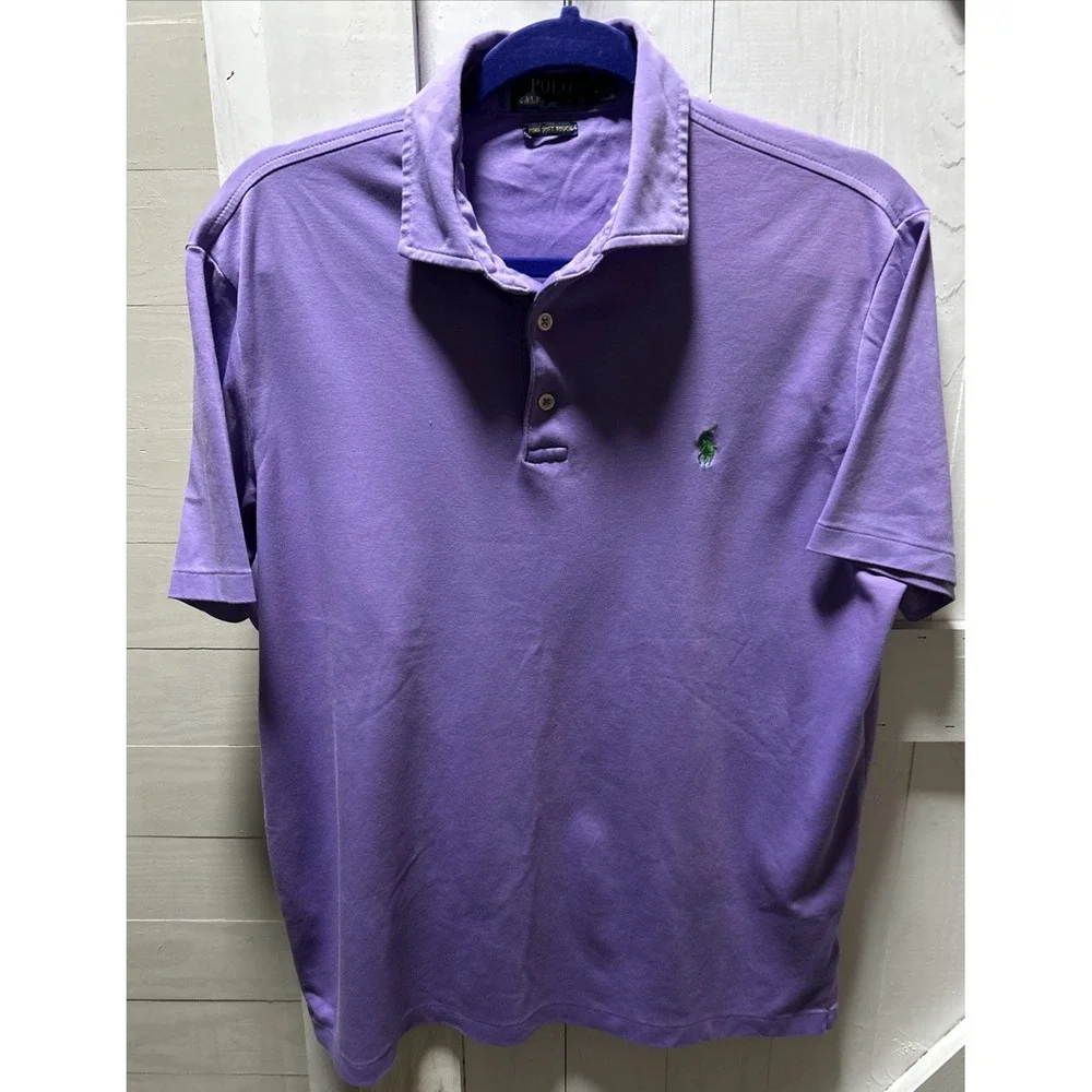 Polo Ralph Lauren Men's L Lavender/Green Pony  Pima Soft Touch Short Sleeve
